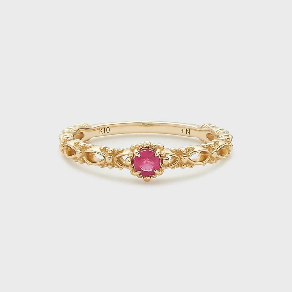 【Pocket Ring】K10ルビーピンキーリング