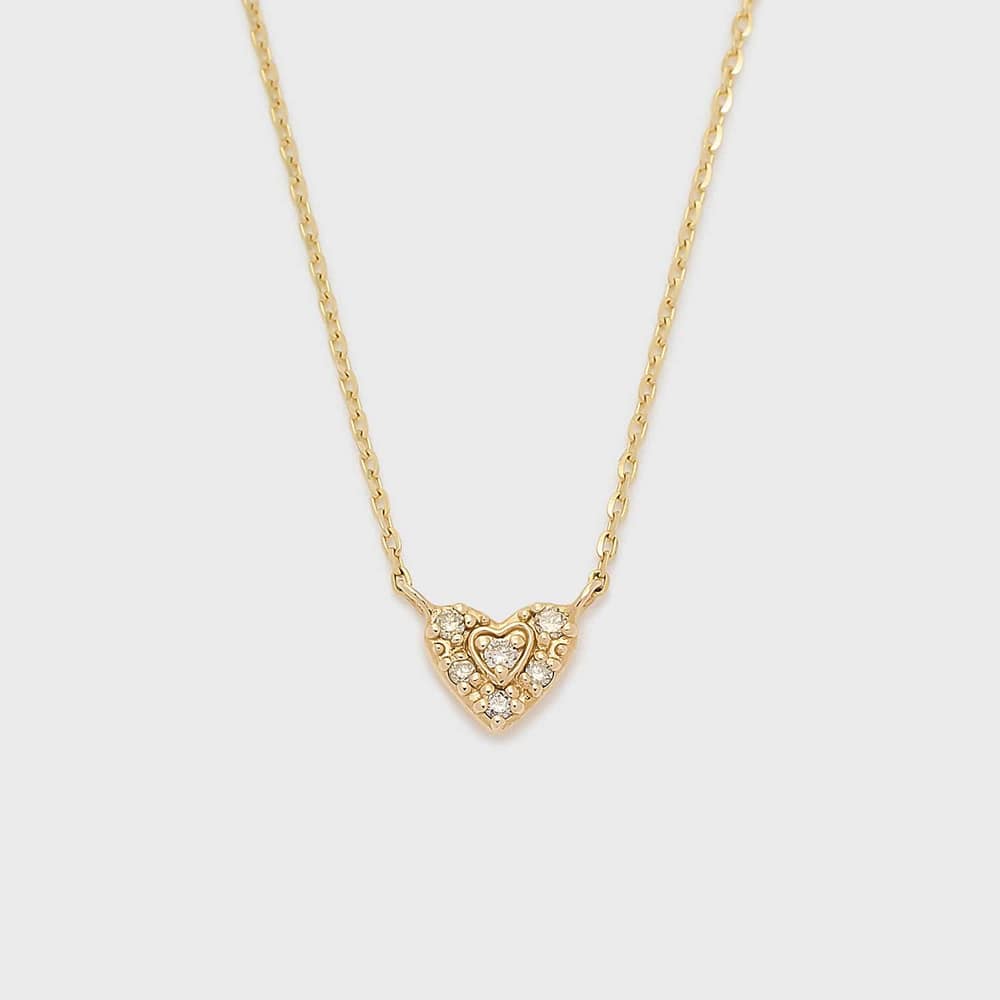 【Tiny Motif】K10ダイヤモンドハートネックレス（0.03ct）