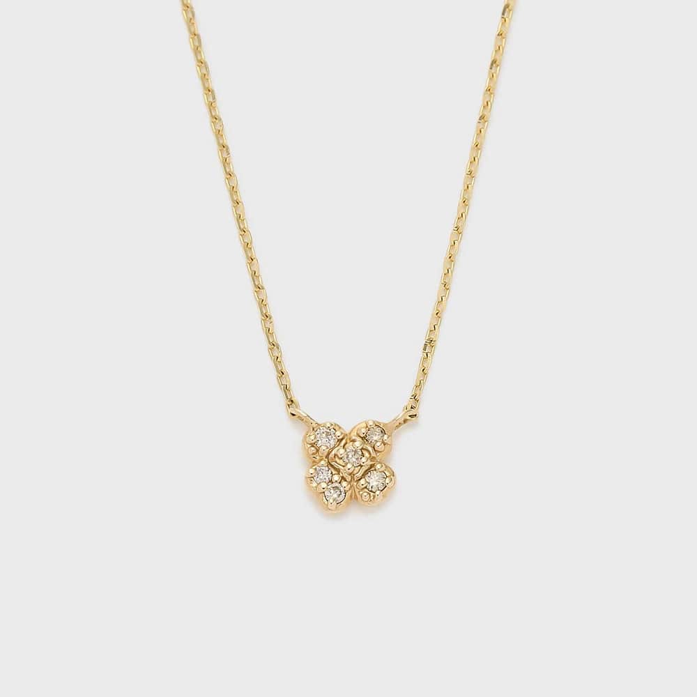 【Tiny Motif】K10ダイヤモンドクローバーネックレス（0.03ct）