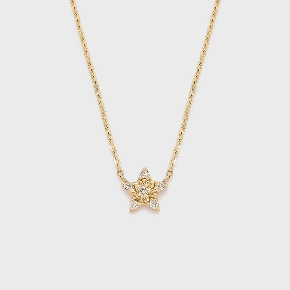 【Tiny Motif】K10ダイヤモンドスターネックレス（0.02ct）