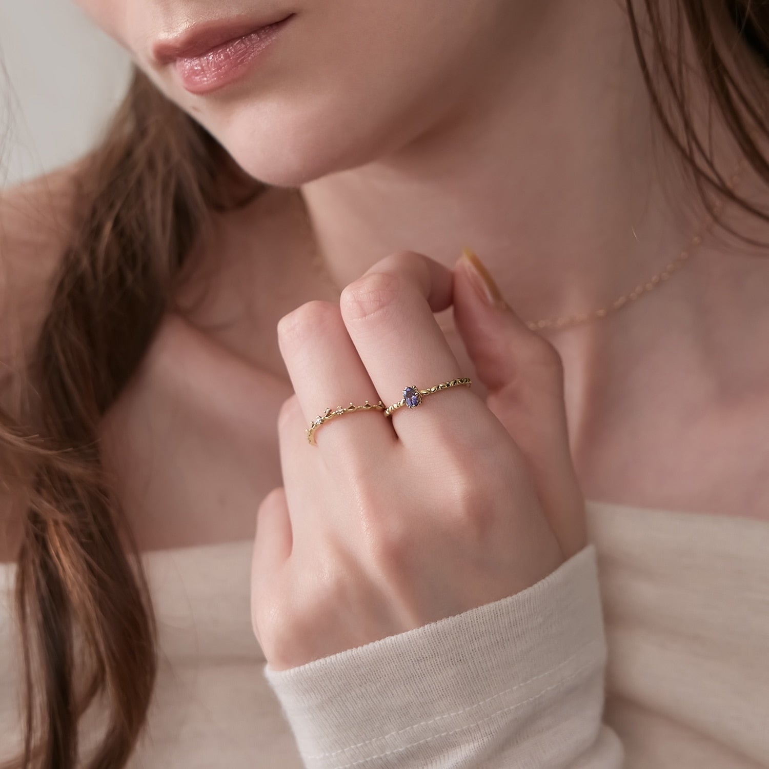 【Pocket Ring】ゴールドアイオライトリング